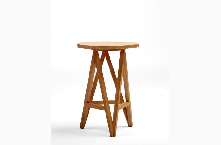 Taburet/bord i ask og elm